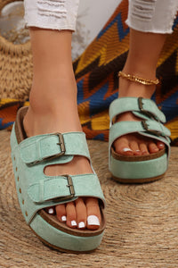 Suede Buckle Decor Footbed Sandal Slippers