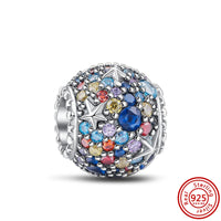 925 Sterling Silver Colorful Clear Zircon Sparkling Love Charm Round Heart Beads Fit Original Pandora Bracelet Women DIY Jewelry