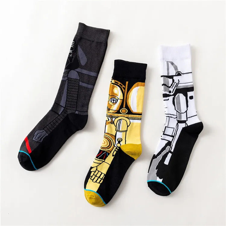 1 Pair Anime Men socks Master Yoda R2-D2 Cosplay Socks Wookiee Jedi Knight Novelty Men's Women's Socks Spring Autumn Winter