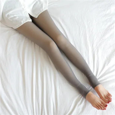 Thermal Stockings Woman Insulated Tights Legs Fake Translucent Warm Plush Lined Elastic Tights Black Sexy Stockings Winter Panty