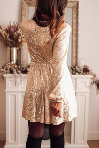 Women's Wrapped V-neck Sequin Dress