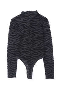 Mock Neck Long Sleeve Zebra Print Bodysuit