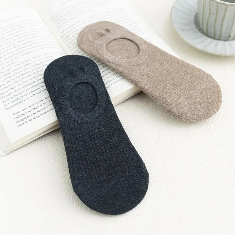 5 Pairs Women's silicone invisible Boat Socks  Summer Solid Color Ankle Boat Socks Female Soft Cotton Slipper Socks 35-40 EUR