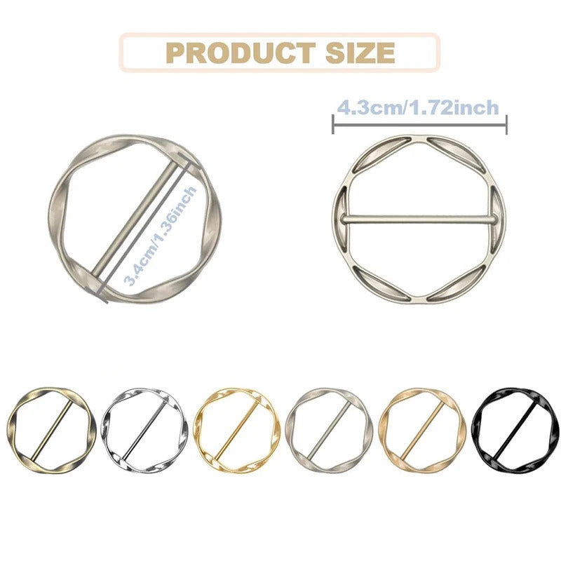 6Pcs Shirt Ties Clips Ring Clip T-Shirt Buckle Ring Clip Metal Round Circle Clip Rings Buckle Clip for Hat Belt Scarves T-Shirt