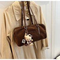 Casual Large Capaci Suede Bag Women 2024 New Autumn and Winter Retro Brown Commuter Shoulder Bag Pillow Bag