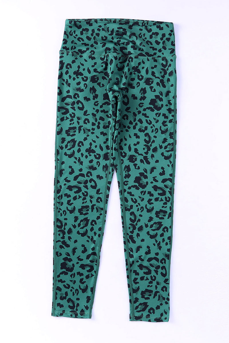 Green Classic Leopard Print Active Leggings