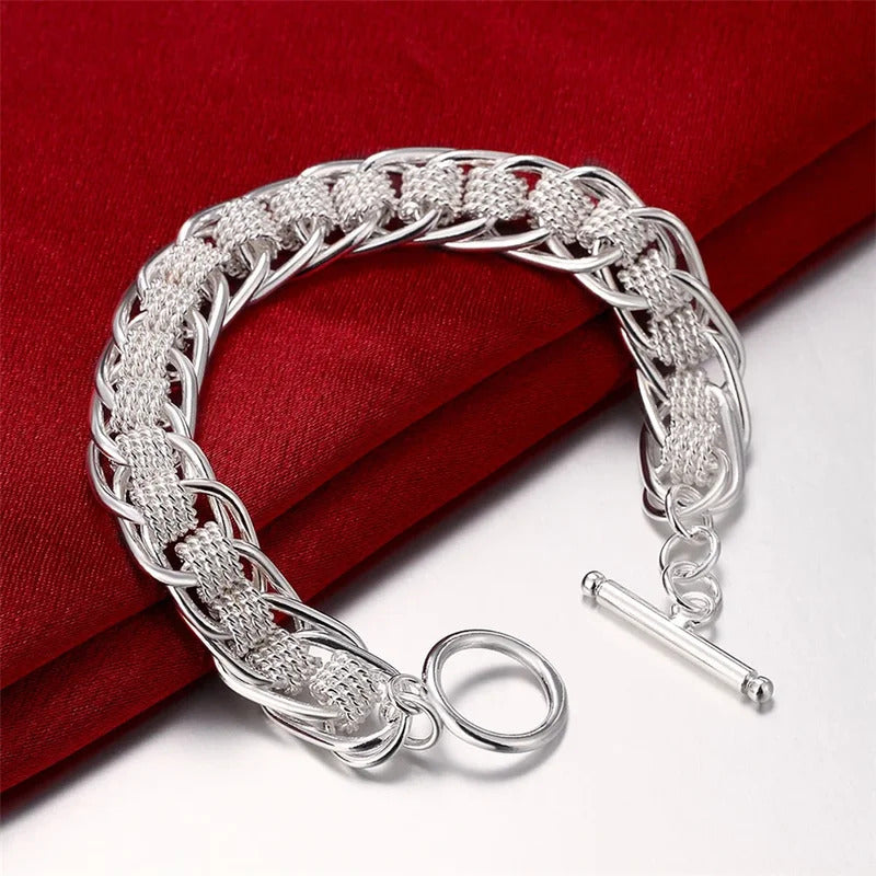 Fine 925 Sterling Silver Noble Nice Chain Solid Bracelet for Women Men Charms Party Gift Wedding Fashion Jewelry Hot Model