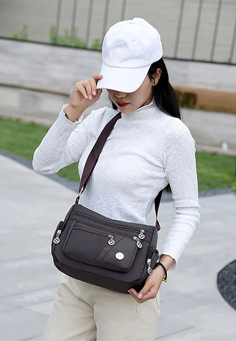 New Casual Large Capacity Shoulder Bags For Women Waterproof Oxford Multi-Zipper Crossbody Bag For Mother Shopping Handbag