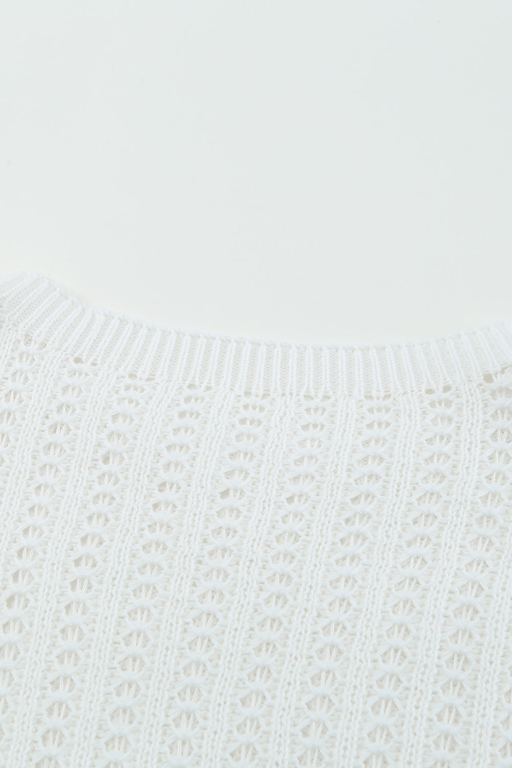 White Hollow-out Drop Shoulder Knitted Sweater