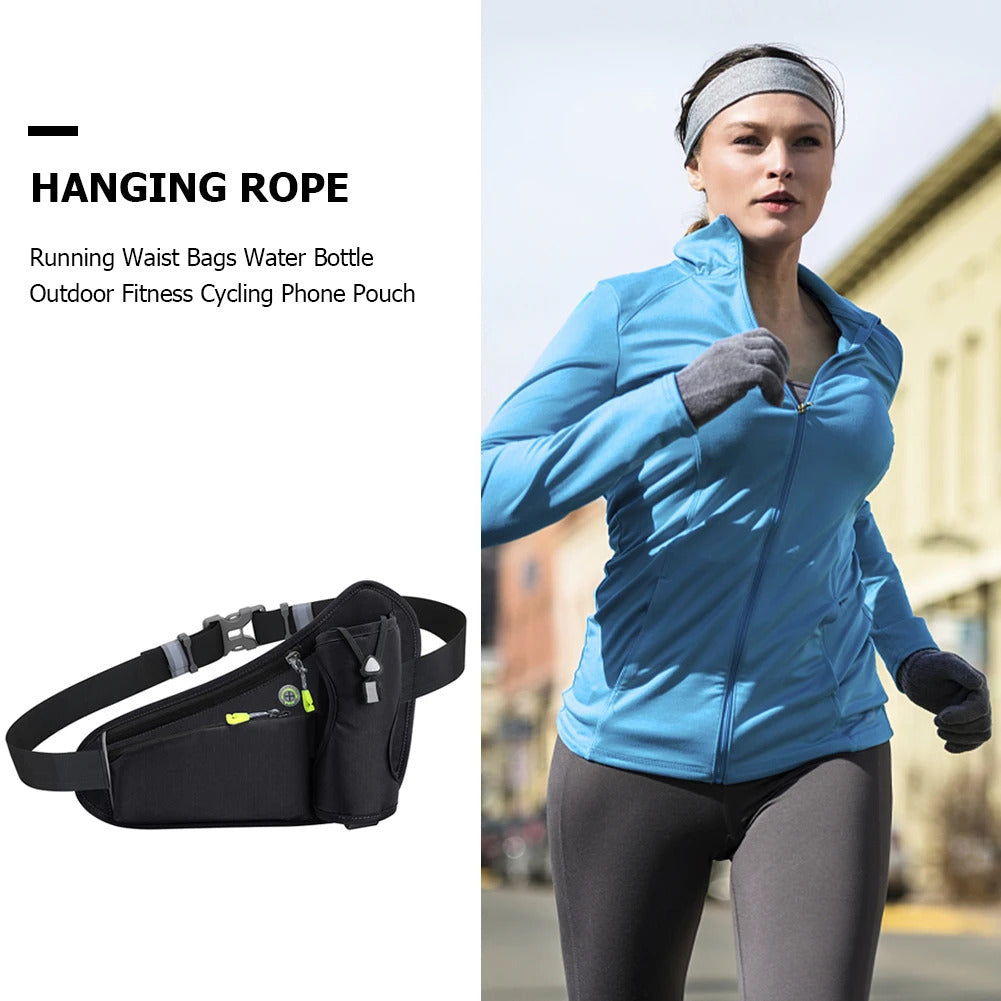 Running Waist Bags Water Bottle Holder Hydration Belt Bag Men Women Sports Fanny Pack Gym Running Cell Phone Jogging Cycling Bag