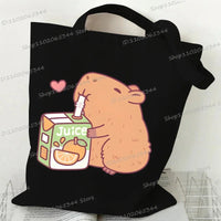 Bobo Tea Capybara Graphics Women Handbags Harajuku Animal Shoulder Bag Fashion Cartoon Tote Shopping Bag Side Bag for Ladies