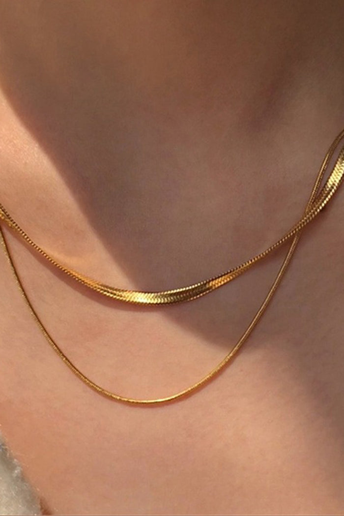 Gold Double Layer Clavicle Snake Chain Necklace