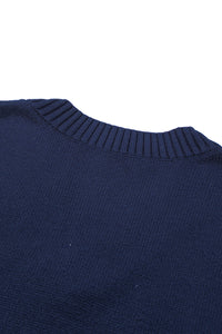 Dark Blue Knit Vest Pullover Sweater