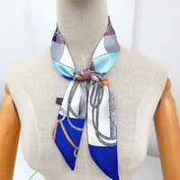 Korean Spring New Chain Buckle Decoration Ribbon Small Scarf Women Twill Tied Bag Handle Ribbon Hair Band Souvenir Small Scarf