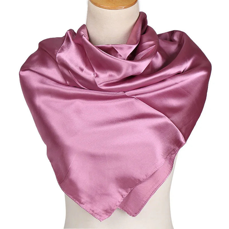 Luxury Brand Silk Scarf Women Satin Solid color Hijab Scarves Muslim Pareo Bandana Female Shawl Wrap Headband Foulard 90*90cm