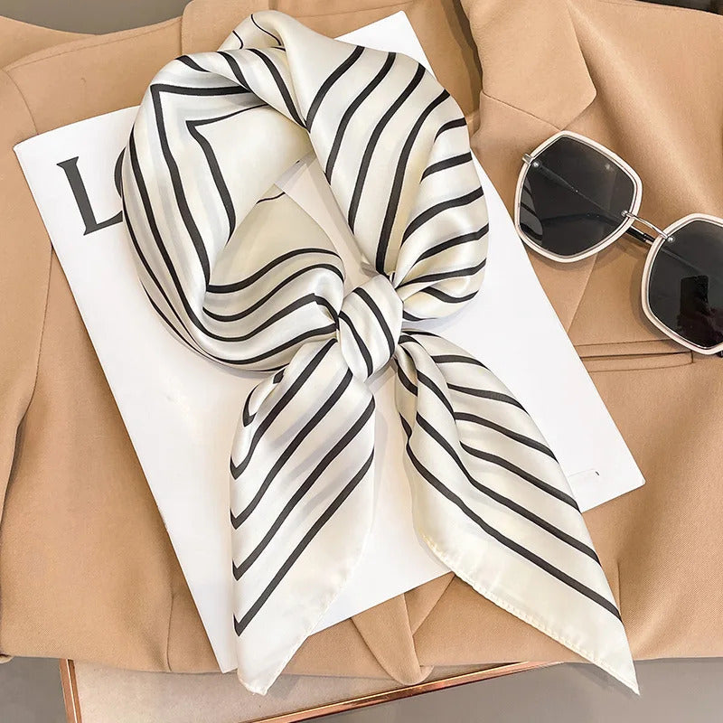 Flower Silk Square Scarf Women Satin Shawl Wrap Hijab Female Hair Band Wrist Luxury Headkerchief 70*70cm Echarpe 2024 Bandana