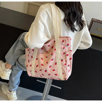 Fresh Sweet Girl Handbag Fashionable High end Corduroy Printed Shoulder Bag Leisure Shopping Commuter Women's Underarm Bag