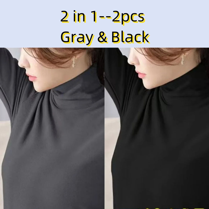 Plus Size Basic All-Match Women T-Shirt High Neck Casual Slim Fit Fleece Warm Autumn Winter Office Lady's Top Elegant Fashion