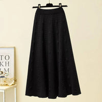 Rimocy Autumn Winter Knitting Long Skirts Women Elegant Solid Color High Waist Skirt Woman Chic Elastic Soft Midi Skirts Ladies