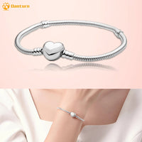 Danturn 925 Sterling Silver Bracelets Gold Heart, Butterfly Crown Women Bangles Luxury Jewelry Anniversary GIft DIY Fashions