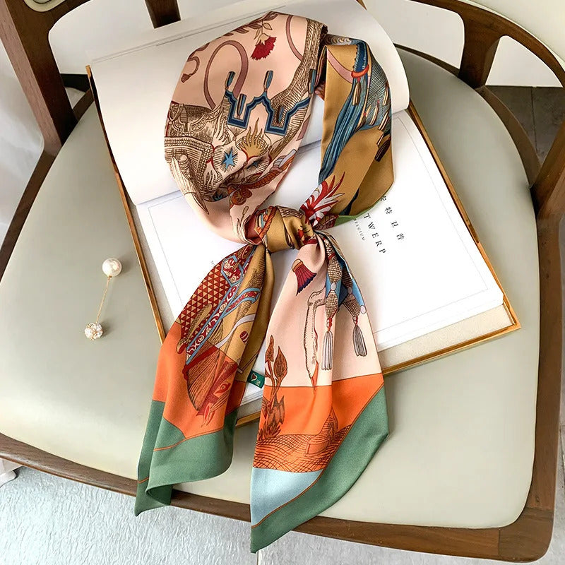 Long Silk Scarf Bag Tie Lady Neck Skinny Scarves Hairband Foulard Horse Print Brand Lady Neckerchief Ribbon 2021 Spring New