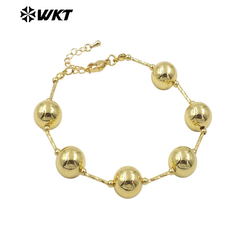 WT-JF350  WKT 2024 Luxury Yellow Brass Chain Pretty Bracelet Round Bead Women Gift Jewelry New Accessory Wedding