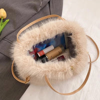 Faux Fur Tote Bag Women's Bucket Plush Luxury Design Ladies Handbags Soft Winter Crossbody Shoulder Bags Bolsa Feminina