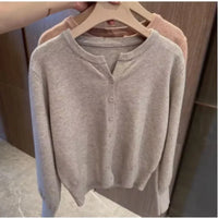 Fashion Women's Thin Fleece Knit Loose Short Cashmere Sweater Round Neck Warm Korean  Casual Female Sweater Top Cloting