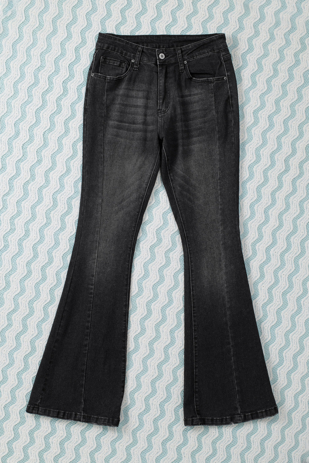 Black High Waist Flare Jeans with Pockets