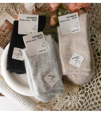 Wool Socks for Women Autumn Winter Medium Tube Socks Thickened with Wool Warm Rabbit Hair Socks Winter Black Cashmere Stockings