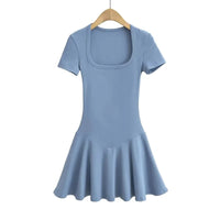 Women's Square Neck Short Sleeve Skater Dress