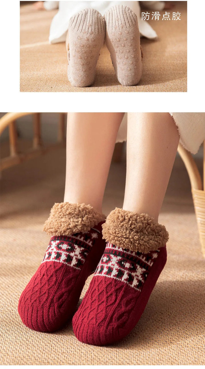 Super Warm Winter Non-slip Floor Socks Women Men Snow Socks Sleep Carpet Socks Slippers Socks Women Velvet Boot Unsiex Home Wear