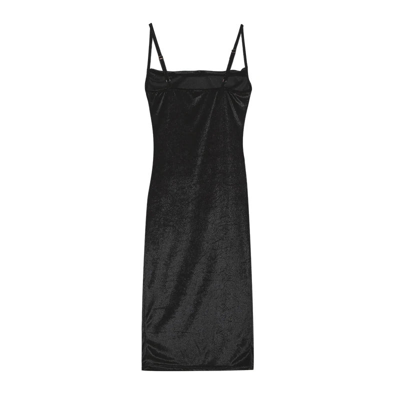 Europe and the United States Women's Fashion 2024 New Spring and Summer Fashion Sexy Slim Slit Halter Dress Woman