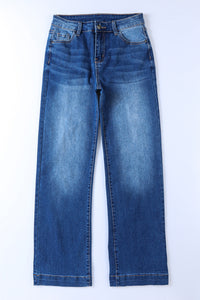 Blue High Rise Wide Leg Jeans