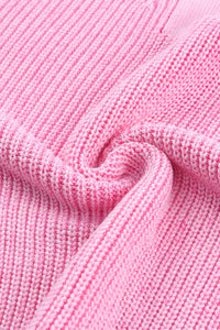 Pink Henley V Neck Hooded Sweater