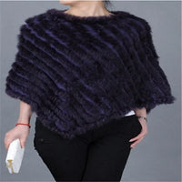 23 Colors Lady Real Rabbit Fur Poncho Weave Autumn Winter Shawl Coat Fashion Patchwork Casual Batwing Sleeves Pullovers Capes