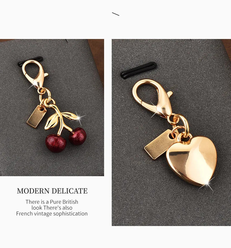 Exquisite High-end Bear Cherry Butterfly Keychains For Women Y2k Bag Pendant Car Key Chains Jewelry Gift Decoration Accessories