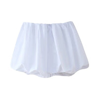 DUOPERI Women Fashion Solid Mini Balloon Skirt High Elastic Waist Female Chic Lady Casual Y2K Short Skirt