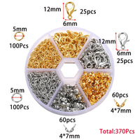 210-400pcs/Box Jewelry Making Kits Lobster Clasp Open Jump Rings End Crimps Beads Box Handmade DIY Bracelet Necklace Findings