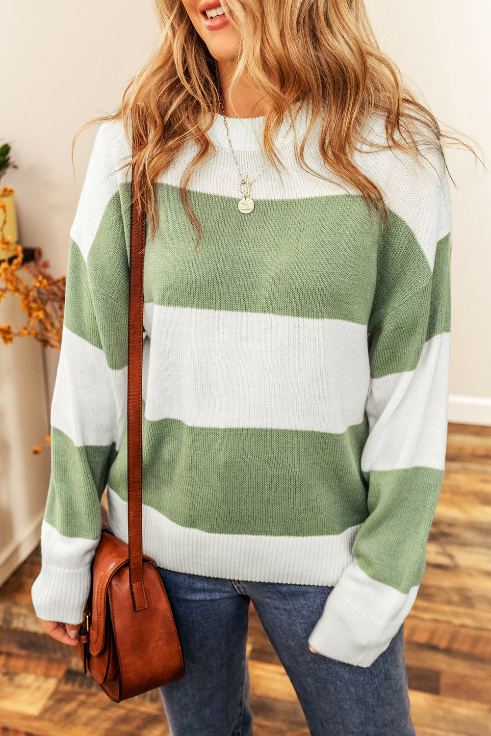 Colorblock Loose Sleeve Knit Sweater