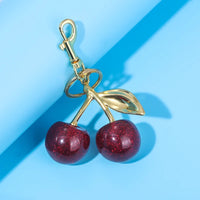 Fashion Delicious Red Cherry Keychain Summer Fruits Cherries Pendant Keyring For Women Men Jewelry Bag Accessories Gift