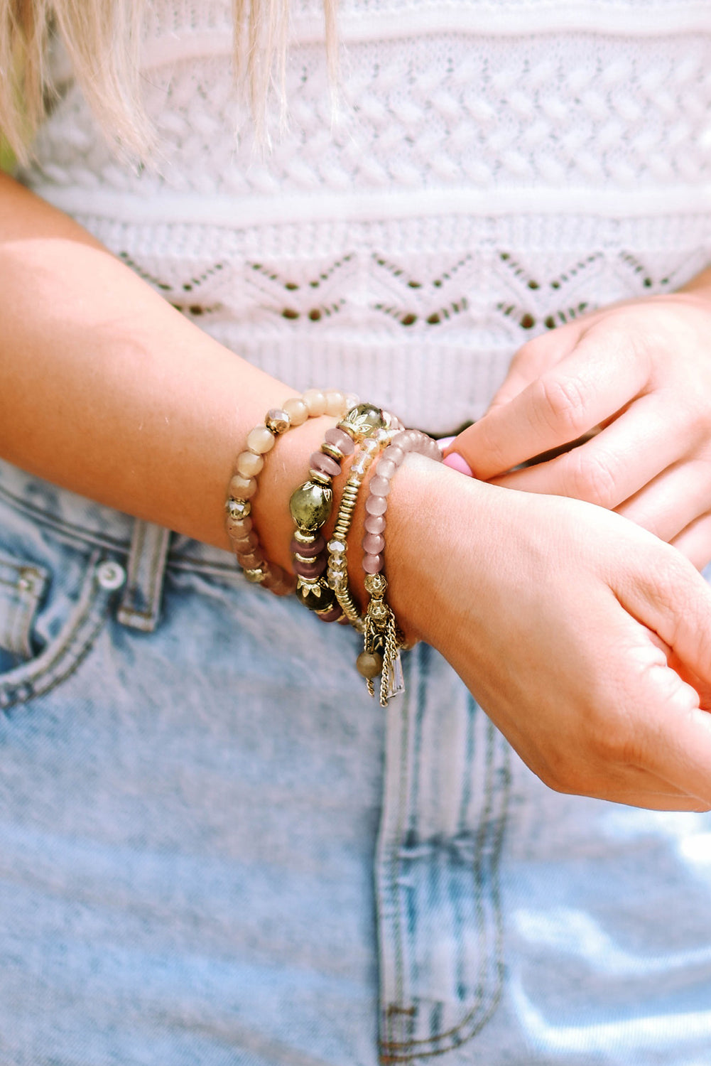 Brown  Bohemian Crystal Pendant Tassel Bracelet