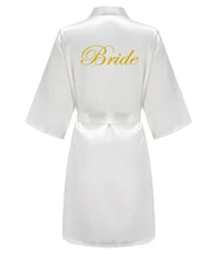 Wedding Party Team Bride Robe With Black Letters Kimono Satin Pajamas Bridesmaid Bathrobe SP2000