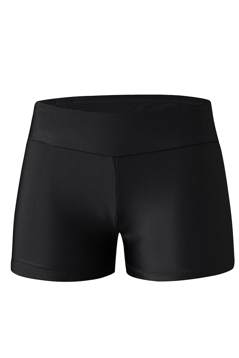 Black Solid Color High Waist Swim Bottom