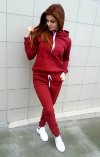 Plus Size 2024 Autumn/winter New Women's Sweatshirt Cap Sportsuit Fleece Lining European American Style Casual Clothing Sets