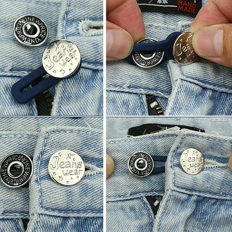 Jeans Elastic Retractable Button Expanders Adjustable Soft Seamless Pants Resilient Spring Metal Buckle Trouser Waist Extender