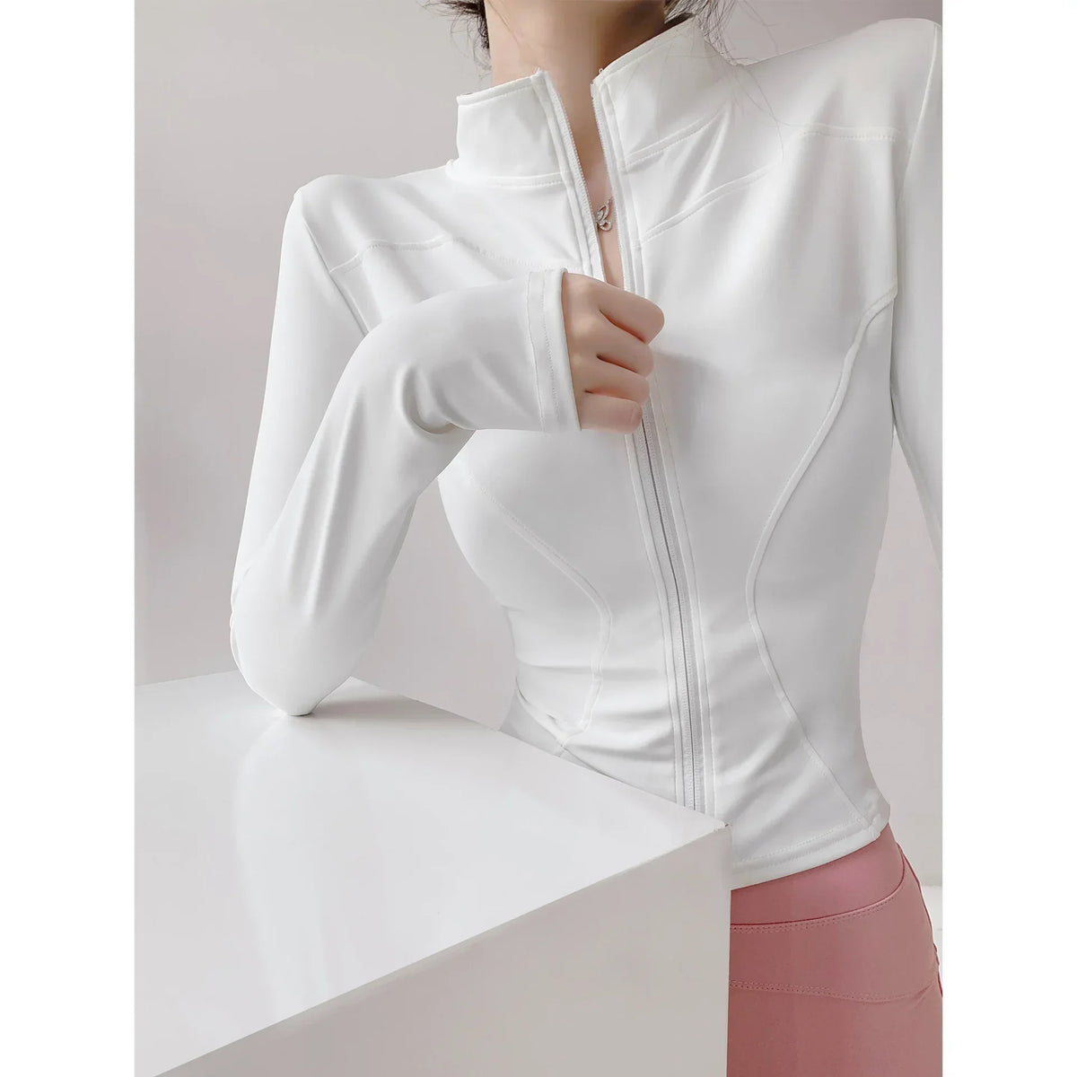 2024 Sun Quick Drying Sports Coat Women's Tight Top Yoga Jacket Long Sleeve Zipper Jacket Running Fitness Women's Jacket S-3XL