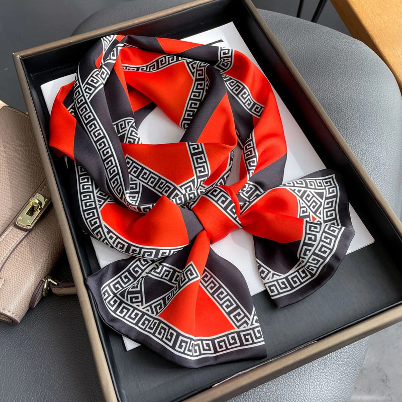 Luxury Design Ribbon Silk Scarf 17*150cm Headband Neckerchief Foulard Female Hair Scarfs Neck Tie Lady Skinny Scarves Soft Satin