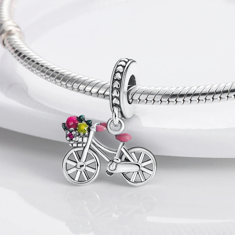 Silver Plated Travel Sunflower Lucky Charms Fit Original Pandora Bracelet Dangle Pendant DIY