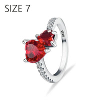 S925 Sterling Silver Valentine's Day Red Series Red Heart Charm Bow Ring Heart Necklace Fit Bracelet DIY for Women Jewelry Gift